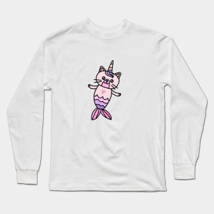 Cute Cat Mermaid Unicorn Fish Long Sleeve T-Shirt